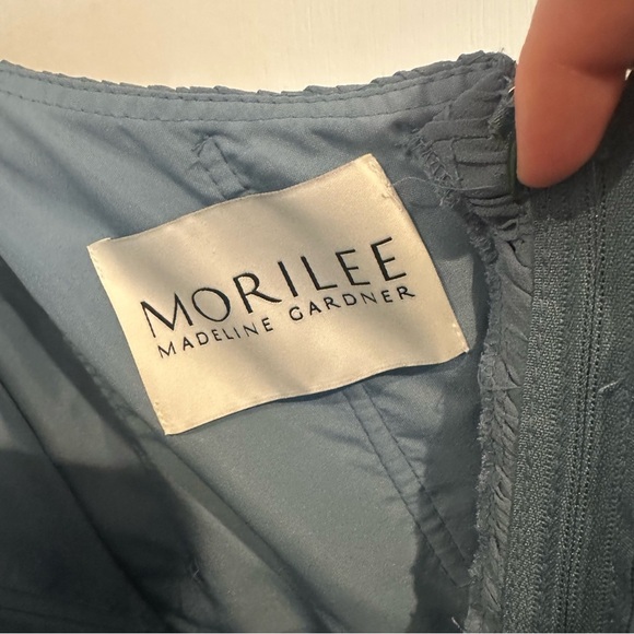 Mori Lee Boho Chic Chiffon Gown. Slate. 12 - Picture 5 of 9